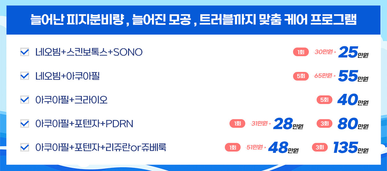 늘어난 피지분비량, 늘어진 모공, 트러블까지 맞춤 케어 프로그램